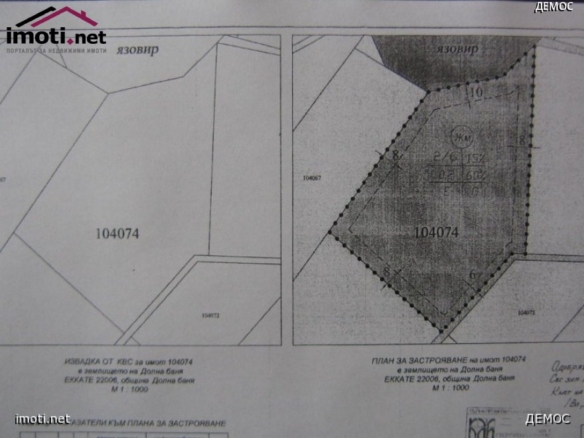 Продава парцел , София област, гр. Долна Баня